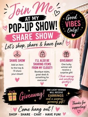 Good Vibes Only Pop-Up Show Share Show TODAY at 6P.M. central time